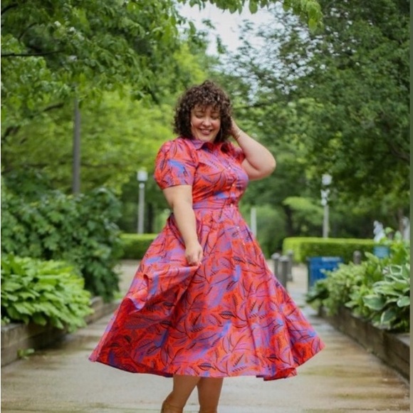 ALEXIS for Target Collab Botanic Floral Tropical Short Sleeve Shirtdress Plus 4X - Picture 2 of 9